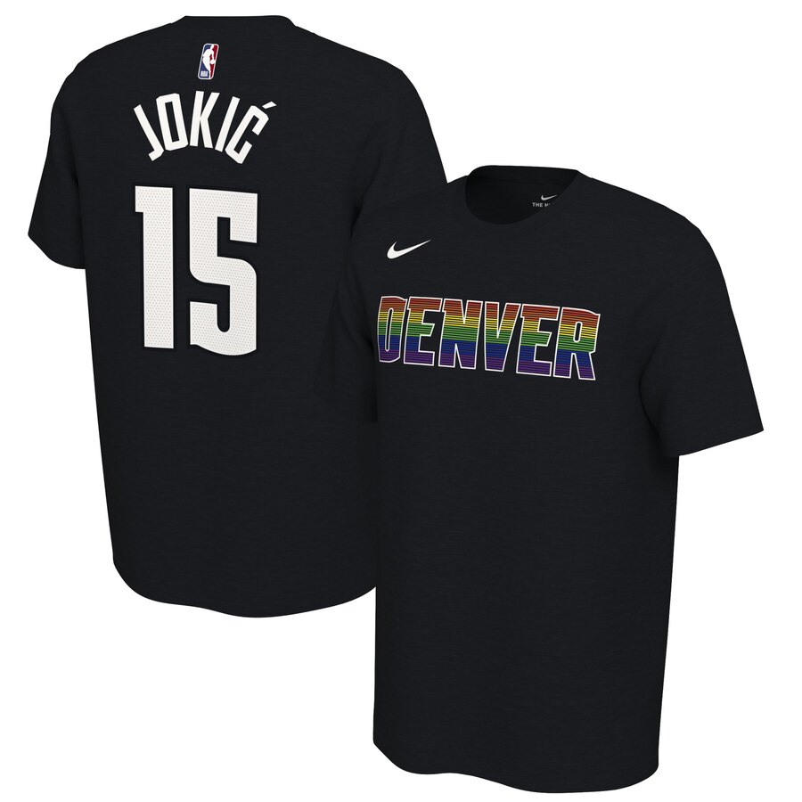 Men 2020 NBA Nike Nikola Jokic Denver Nuggets Black 201920 Earned Edition Name  Number TShirt->houston rockets->NBA Jersey